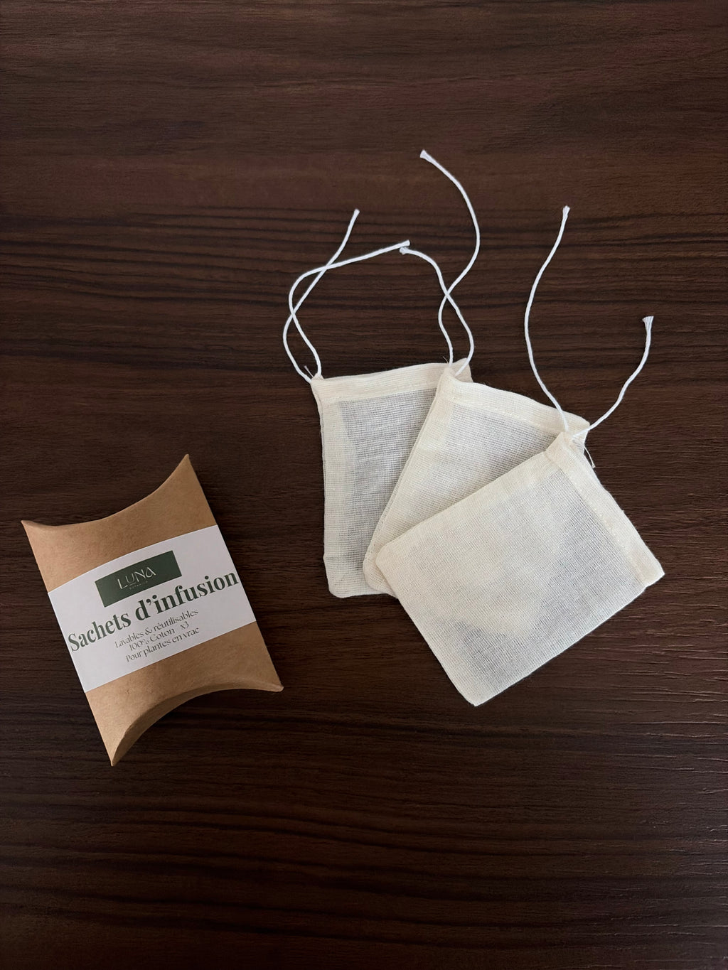 Sachets d’infusion réutilisable en coton - Lot de 3